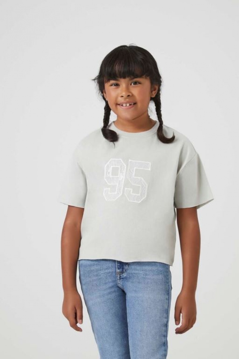 Tops Forever 21 Girls Lace Estampadas Niños Gris Blancas | eb6i853lku5