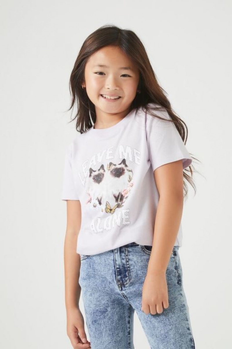 Tops Forever 21 Girls Leave Me Alone Niños Lavanda Multicolor | MZ78S4LO5I8