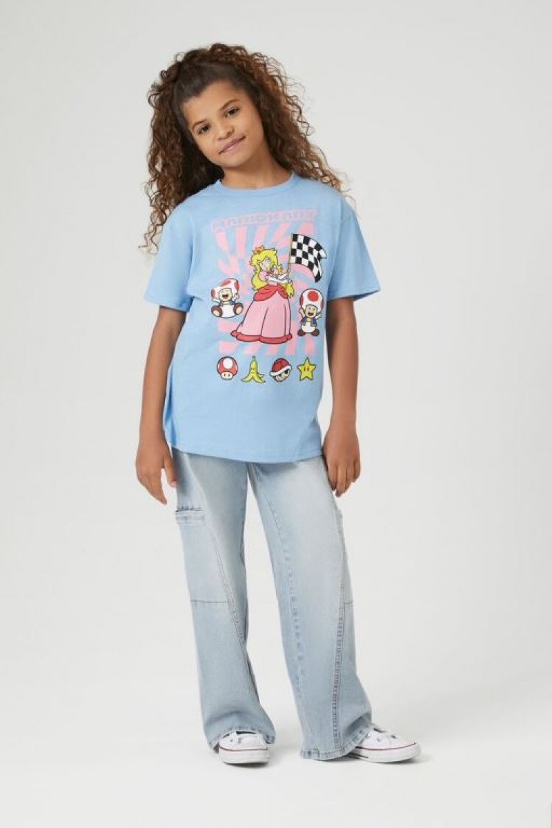 Tops Forever 21 Girls Mario Kart Estampadas Niños Azules Multicolor | rDk1vSlI0PU