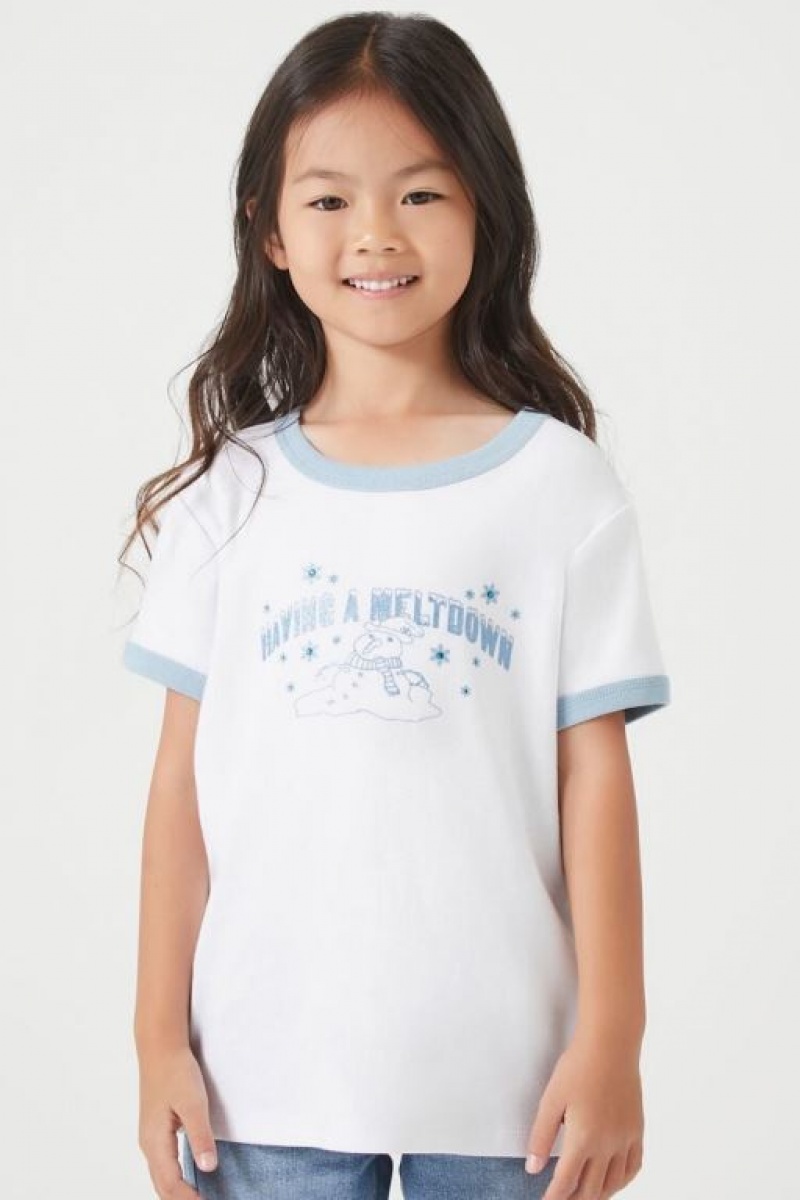 Tops Forever 21 Girls Meltdown Ringer Niños Blancas Multicolor | Uiq44wKck3Q