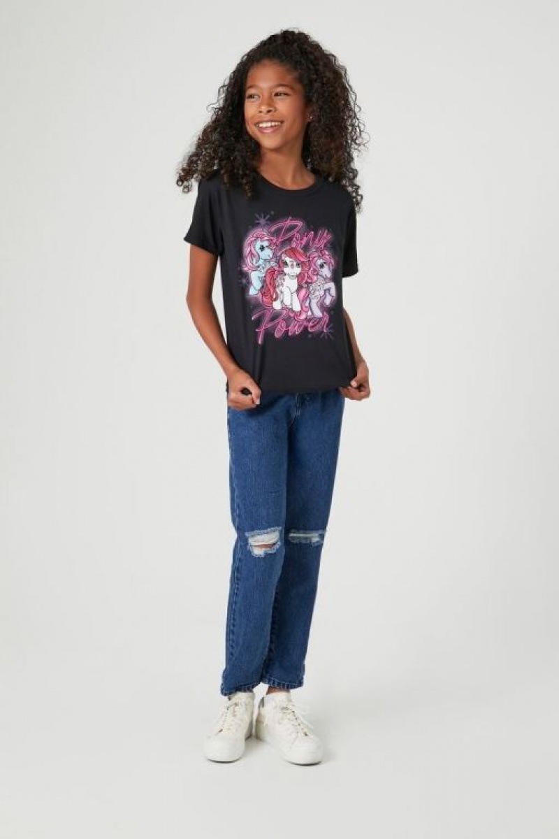 Tops Forever 21 Girls Pony Power Estampadas Niños Negras Multicolor | ivchDURI3Ng