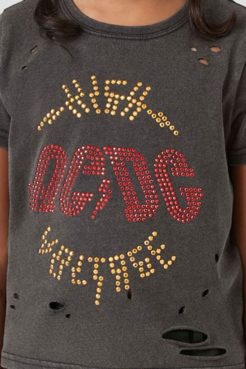 Tops Forever 21 Girls Rhinestone Acdc Niños Negras Multicolor | 4ow6E1aS5px