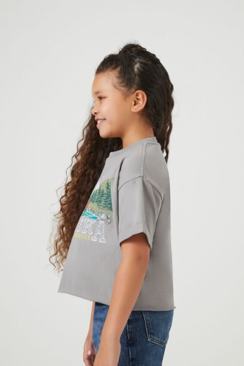 Tops Forever 21 Girls Rhinestone Alaska Niños Gris Multicolor | 9AeI1sv83VN