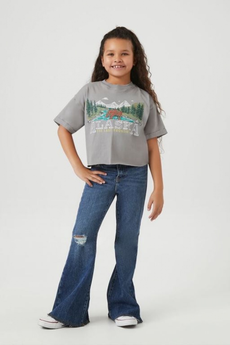 Tops Forever 21 Girls Rhinestone Alaska Niños Gris Multicolor | 9AeI1sv83VN