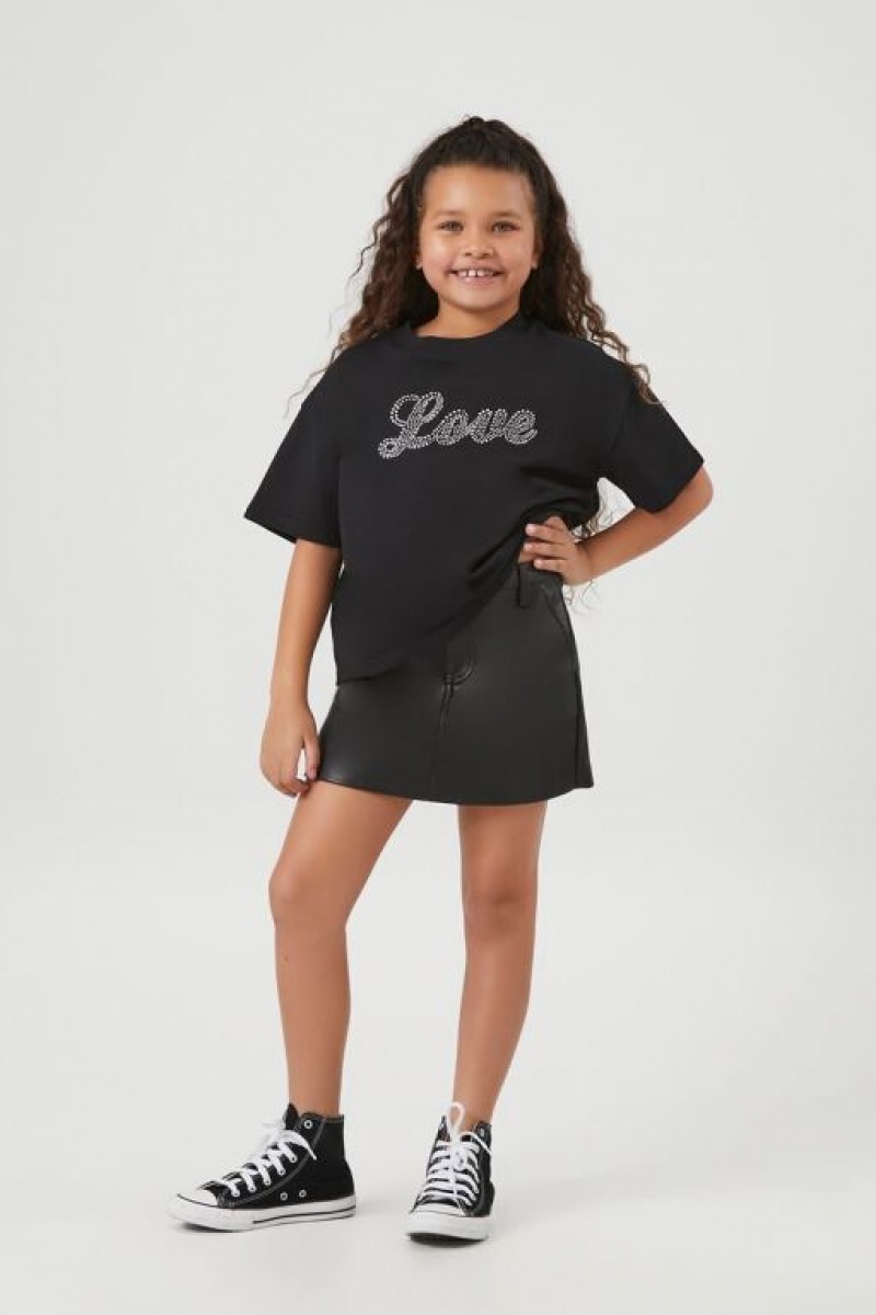 Tops Forever 21 Girls Rhinestone Love Niños Negras Multicolor | h2jwDRX3Zmt