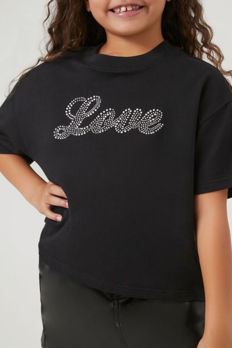 Tops Forever 21 Girls Rhinestone Love Niños Negras Multicolor | h2jwDRX3Zmt