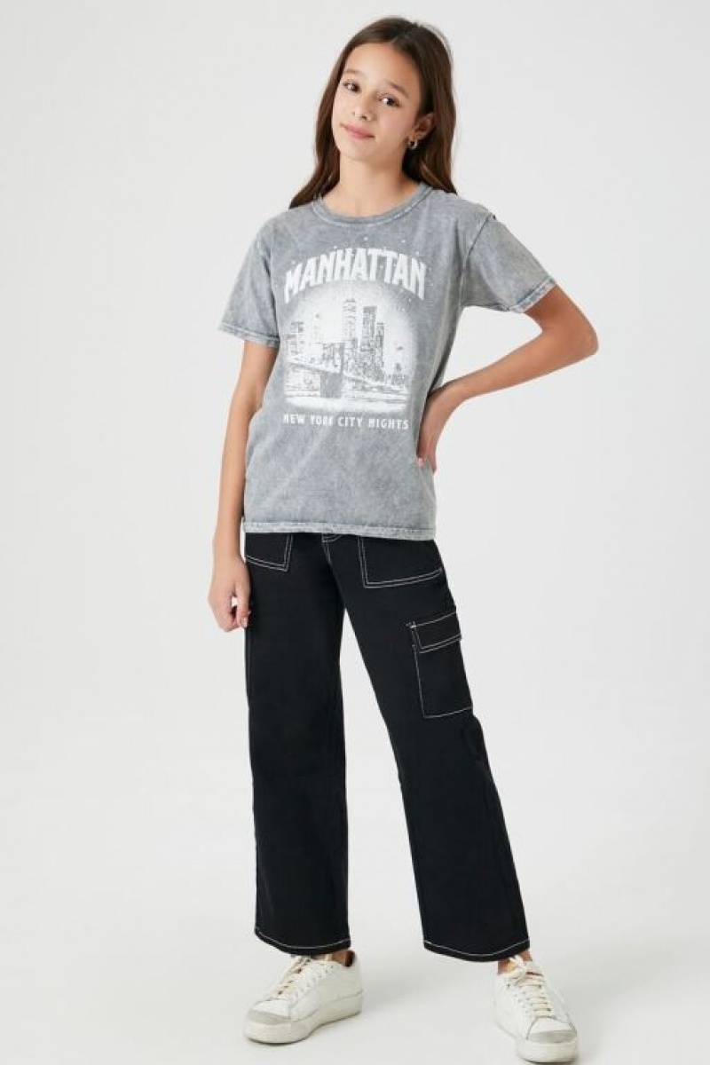 Tops Forever 21 Girls Rhinestone Manhattan Niños Gris Multicolor | ZBdP5QkWO0X