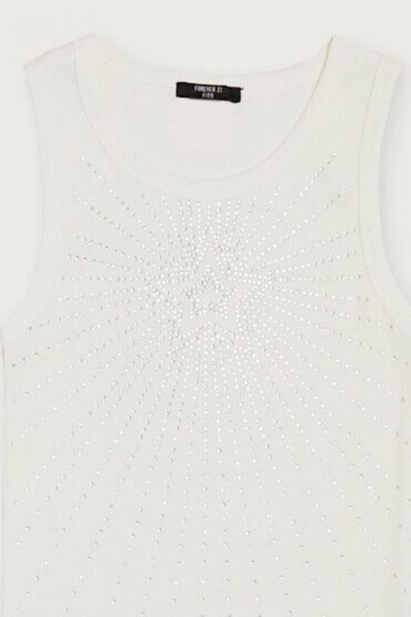 Tops Forever 21 Girls Rhinestone Star Tank Niños Blancas | fcfcek2o6v5