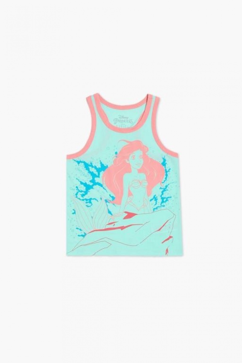 Tops Forever 21 Girls The Little Mermaid Tank Niños Turquesa Multicolor | tkU11peBRiN