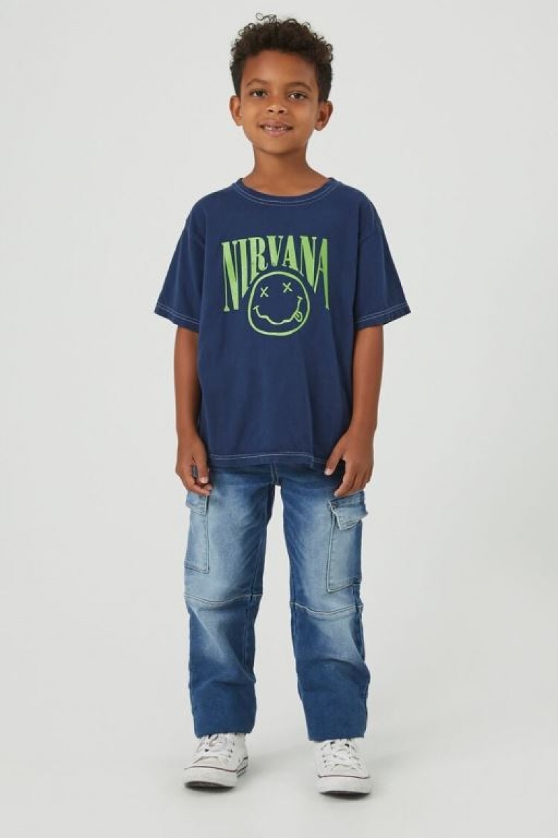 Tops Forever 21 Nirvana Estampadas Girls Boys Niños Azules Multicolor | MwLanGGtetV