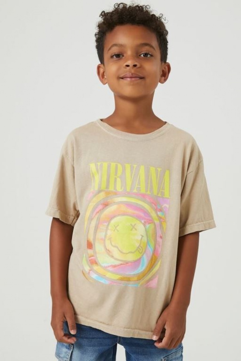 Tops Forever 21 Nirvana Estampadas Girls Boys Niños Gris Marrones Multicolor | npF27tREg5D