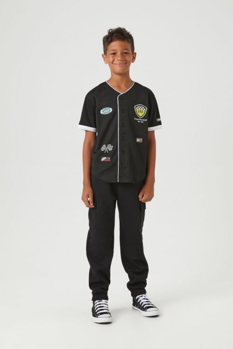 Tops Forever 21 Racecar Patch Baseball Jersey Girls Boys Niños Negras Multicolor | ABK1G38xRrE