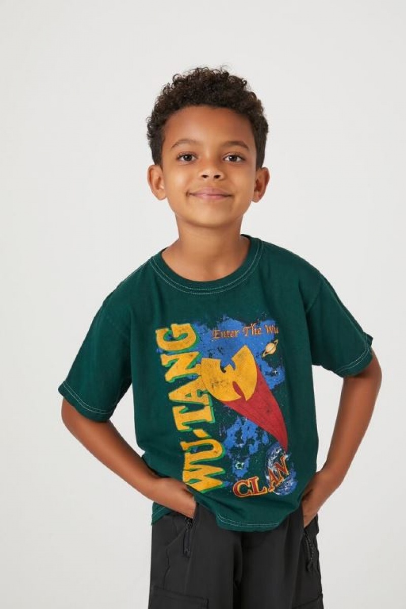 Tops Forever 21 Wu Tang Clan Girls Boys Niños Verde Oscuro Multicolor | VNXGsRwM75G