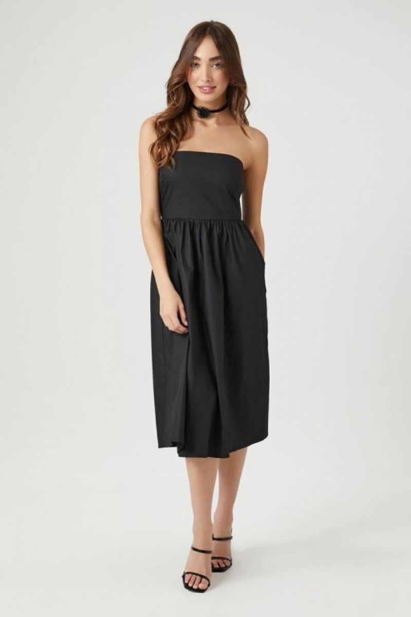 Vestido Forever 21 A Line Midi Tube Mujer Negras | CKd2ec0lnfl