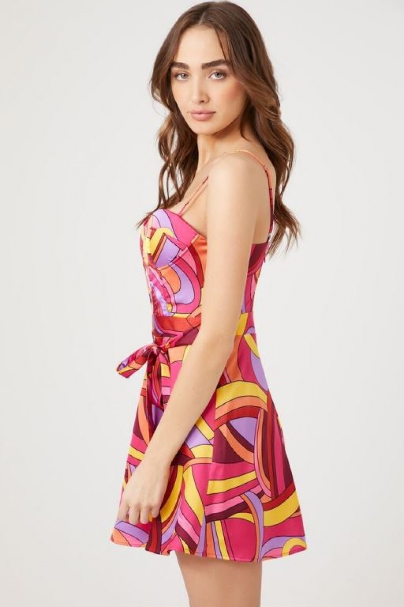 Vestido Forever 21 Abstract Print Bustier Mini Mujer Rosas Multicolor | UVIGL3sTmNK