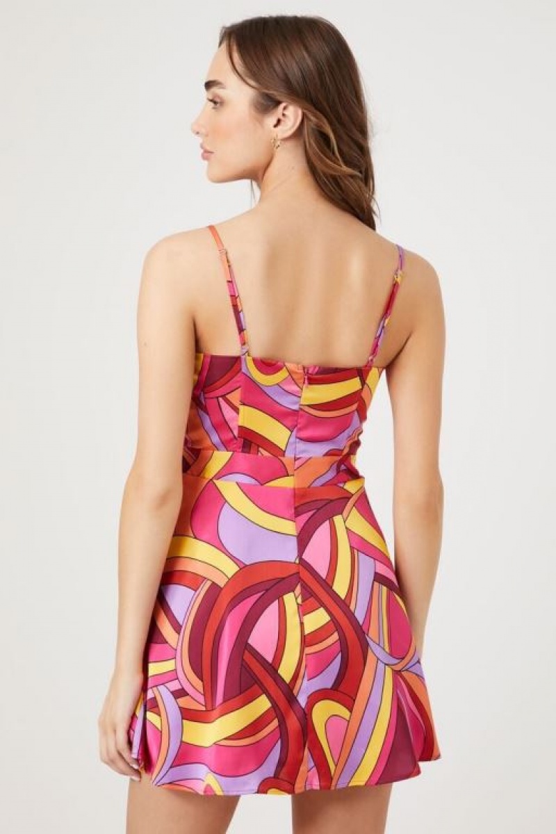 Vestido Forever 21 Abstract Print Bustier Mini Mujer Rosas Multicolor | UVIGL3sTmNK