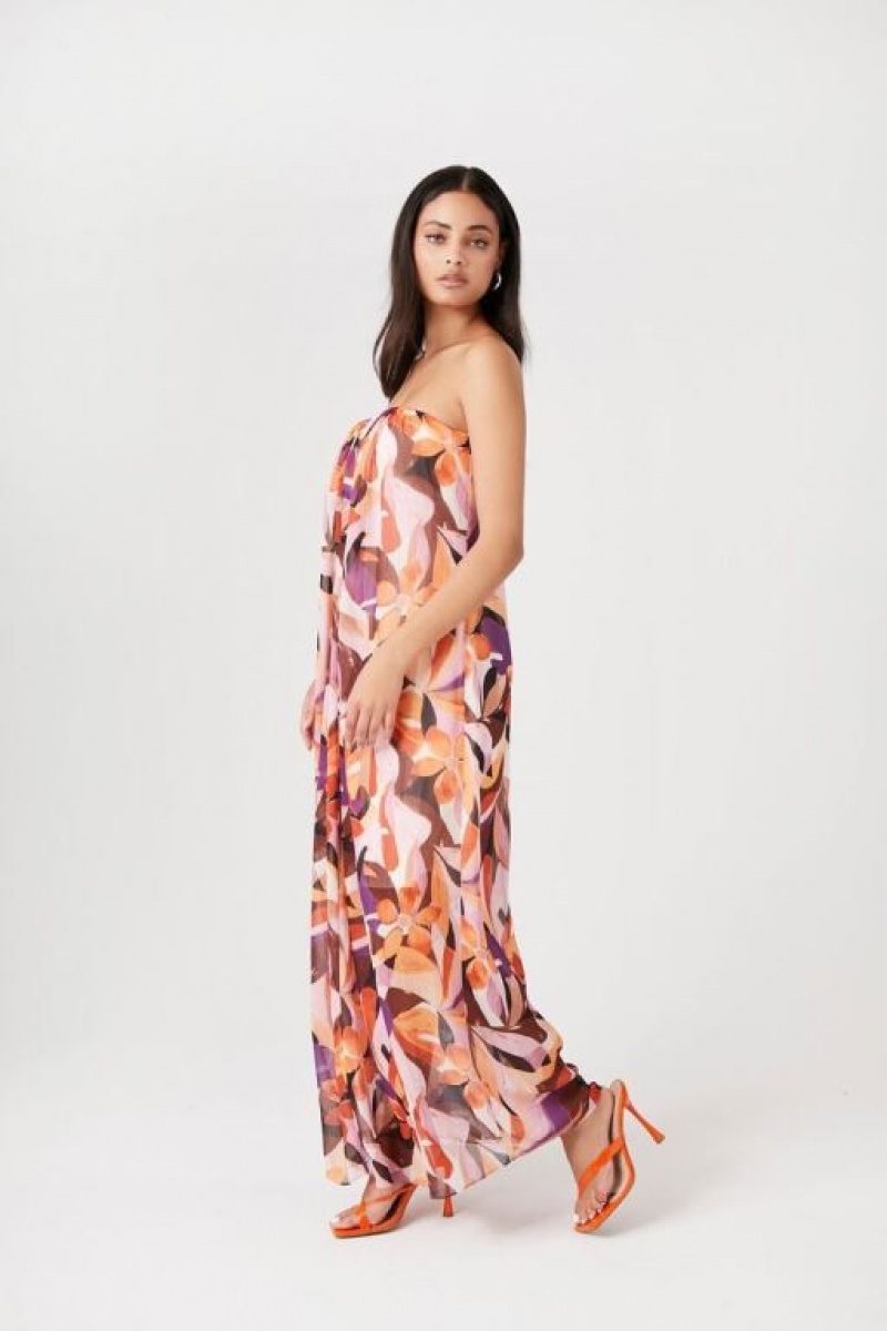 Vestido Forever 21 Abstract Print Maxi Mujer Moradas Multicolor | A1VKsXJaCi2