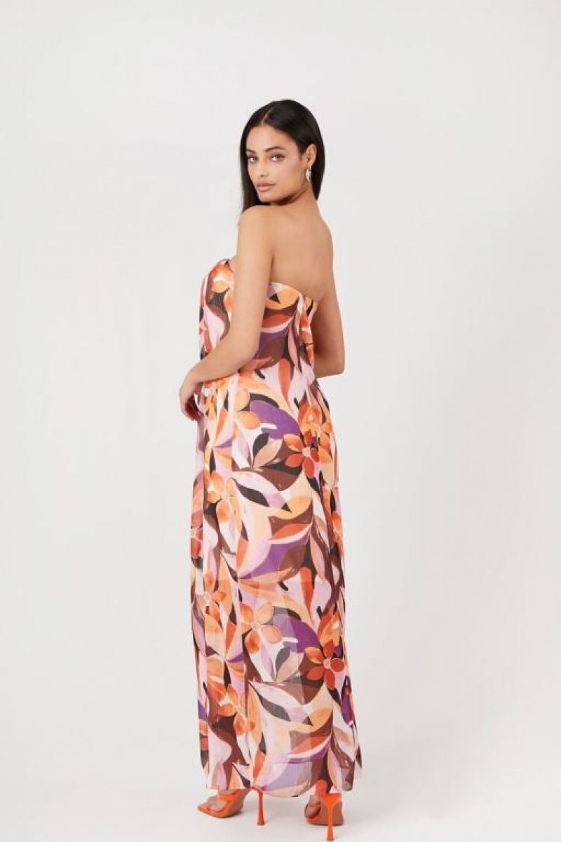 Vestido Forever 21 Abstract Print Maxi Mujer Moradas Multicolor | A1VKsXJaCi2