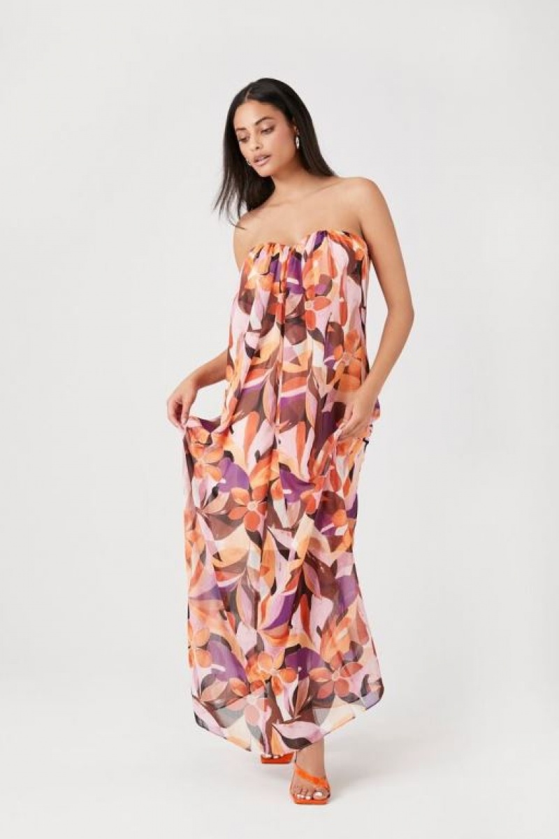 Vestido Forever 21 Abstract Print Maxi Mujer Moradas Multicolor | A1VKsXJaCi2