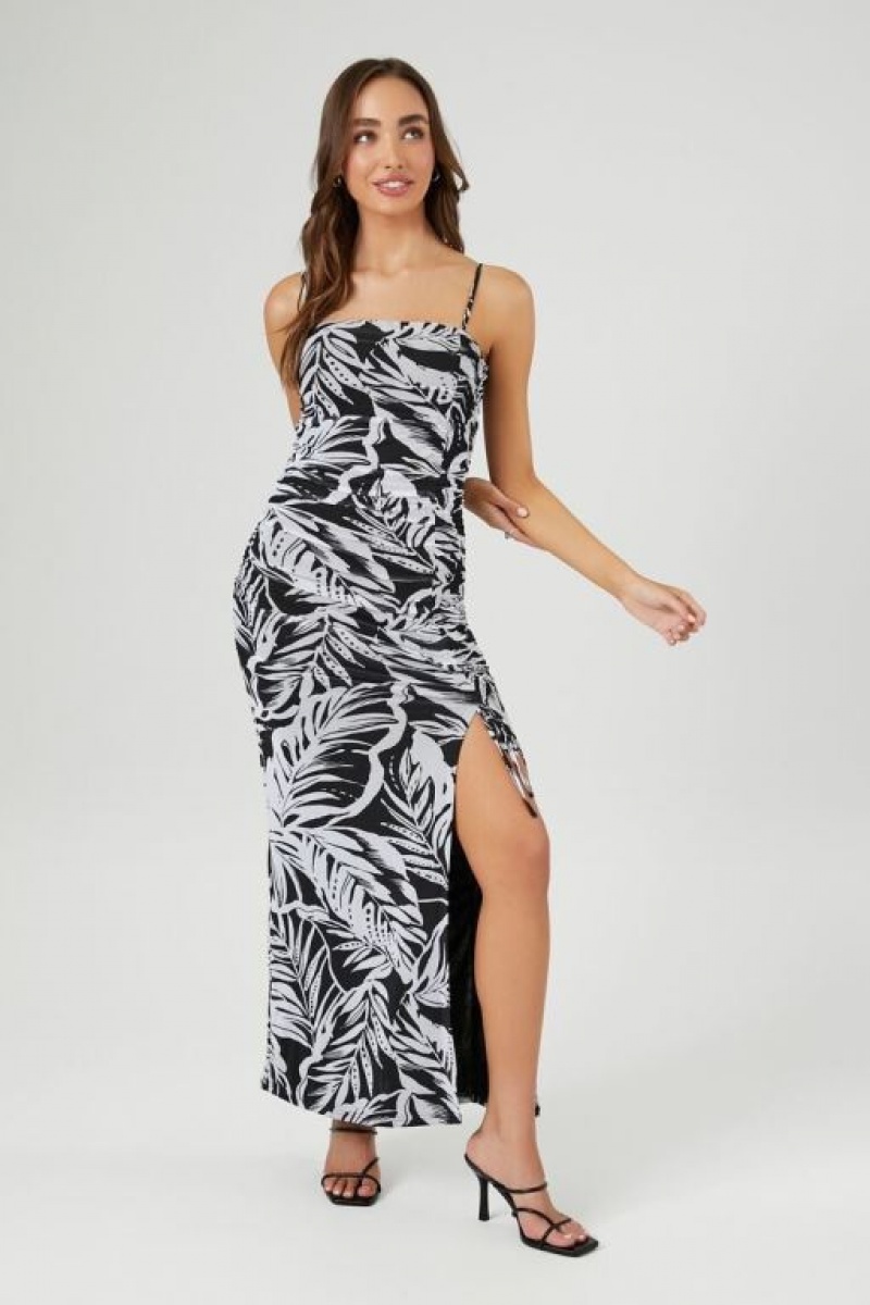 Vestido Forever 21 Abstract Print Midi Mujer Negras Blancas | C9fK6hCUIZV