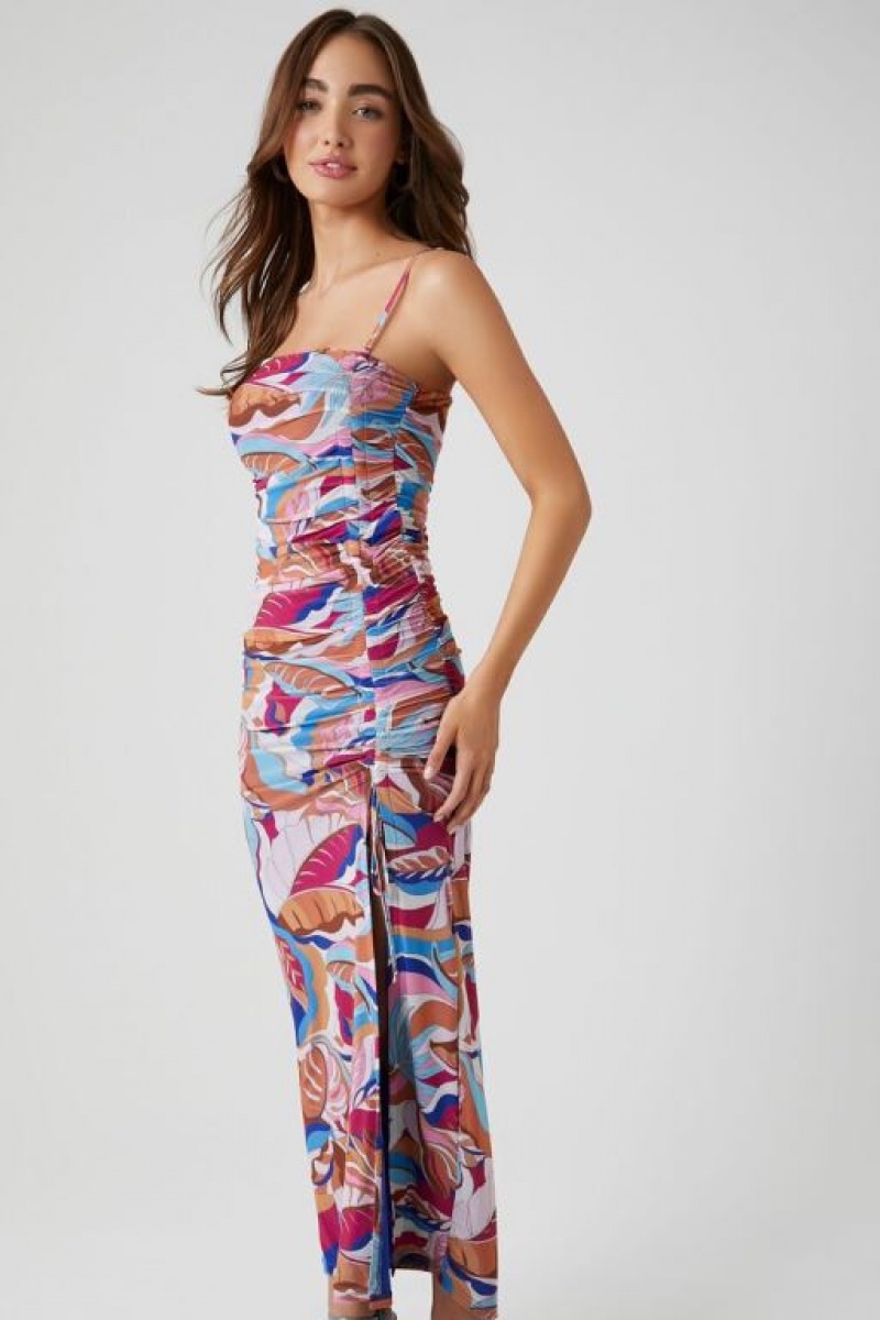 Vestido Forever 21 Abstract Print Midi Mujer Rosas Multicolor | ZwVrnrV1eGy