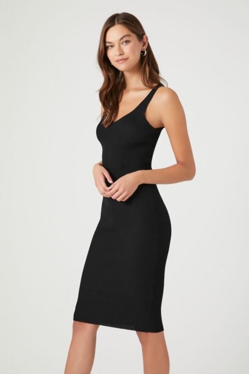 Vestido Forever 21 Acanalado Bodycon Midi Tank Mujer Negras | 7FERwkilf4P