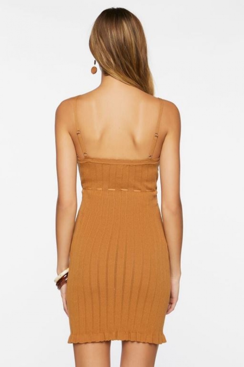 Vestido Forever 21 Acanalado Cami Mini Mujer Maple | SGX808Qli6d