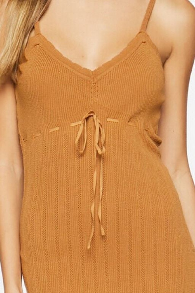 Vestido Forever 21 Acanalado Cami Mini Mujer Maple | SGX808Qli6d