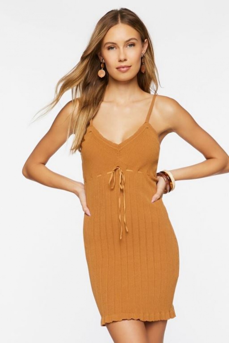 Vestido Forever 21 Acanalado Cami Mini Mujer Maple | SGX808Qli6d