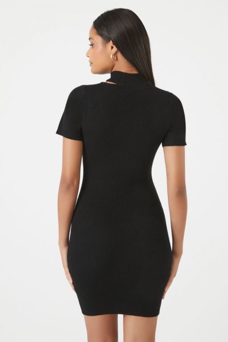 Vestido Forever 21 Acanalado Cutout Bodycon Mini Mujer Negras | JeBDQoABFJC