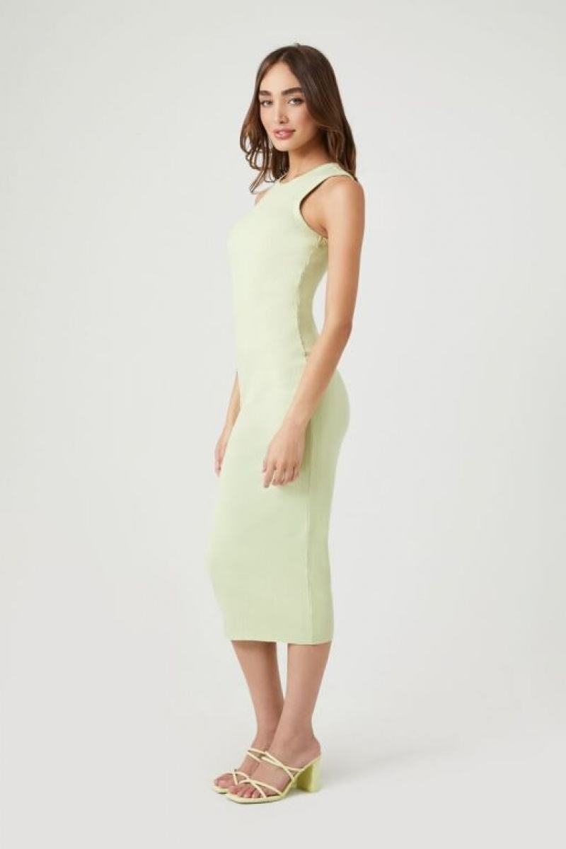 Vestido Forever 21 Acanalado Knit Midi Mujer Pistachio | hCRGq4nrg5B