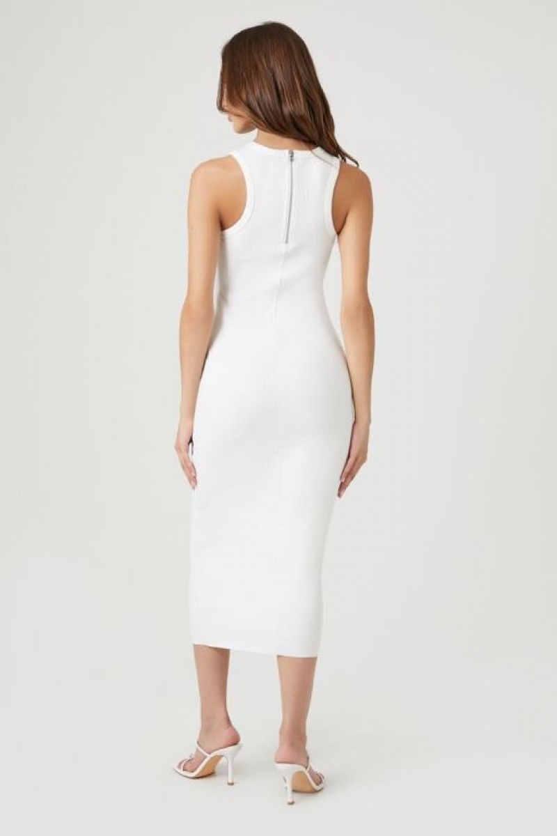 Vestido Forever 21 Acanalado Knit Midi Mujer Blancas | VCpNsclXJCH