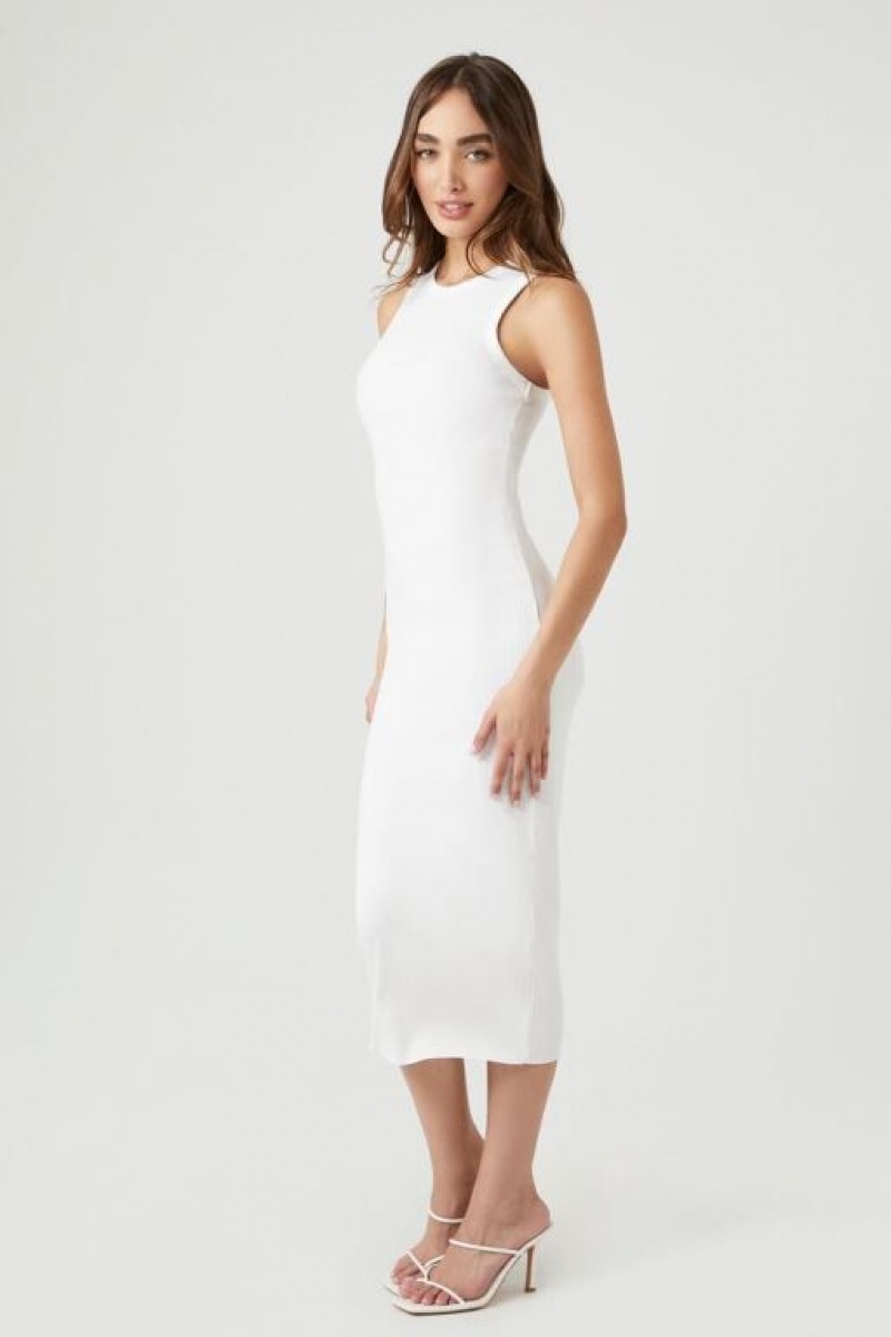 Vestido Forever 21 Acanalado Knit Midi Mujer Blancas | VCpNsclXJCH