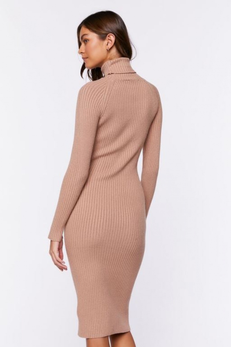 Vestido Forever 21 Acanalado Knit Midi Mujer Gris Marrones | ZXTO1wU0Zc2