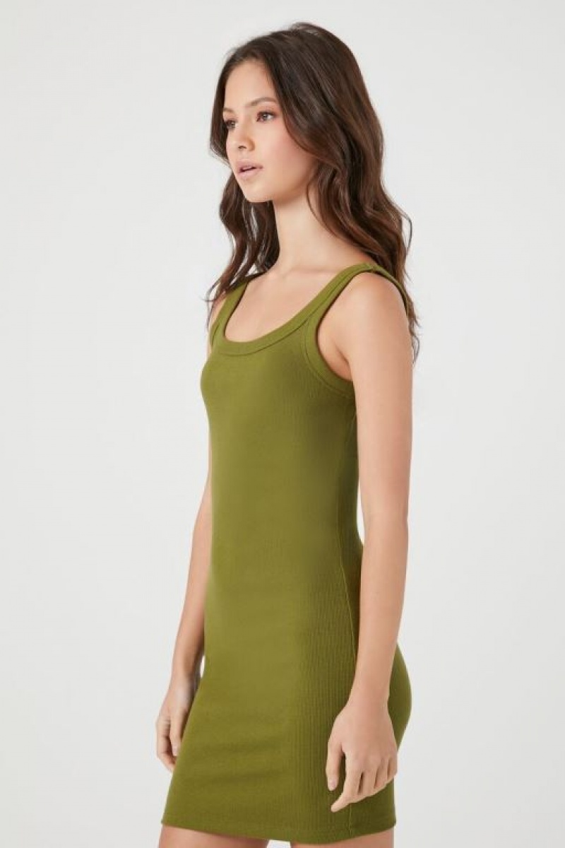 Vestido Forever 21 Acanalado Knit Mini Bodycon Mujer Verde Oliva | bp8Rbdh4a1X