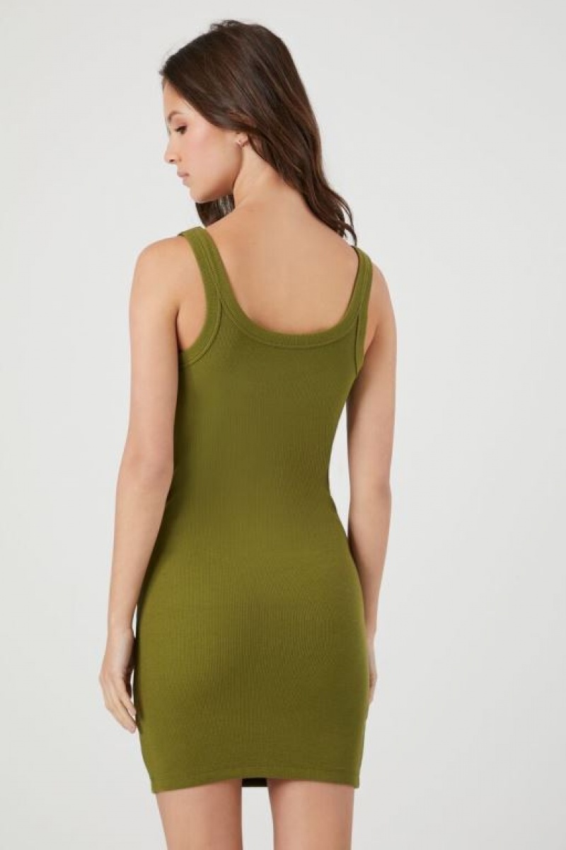 Vestido Forever 21 Acanalado Knit Mini Bodycon Mujer Verde Oliva | bp8Rbdh4a1X