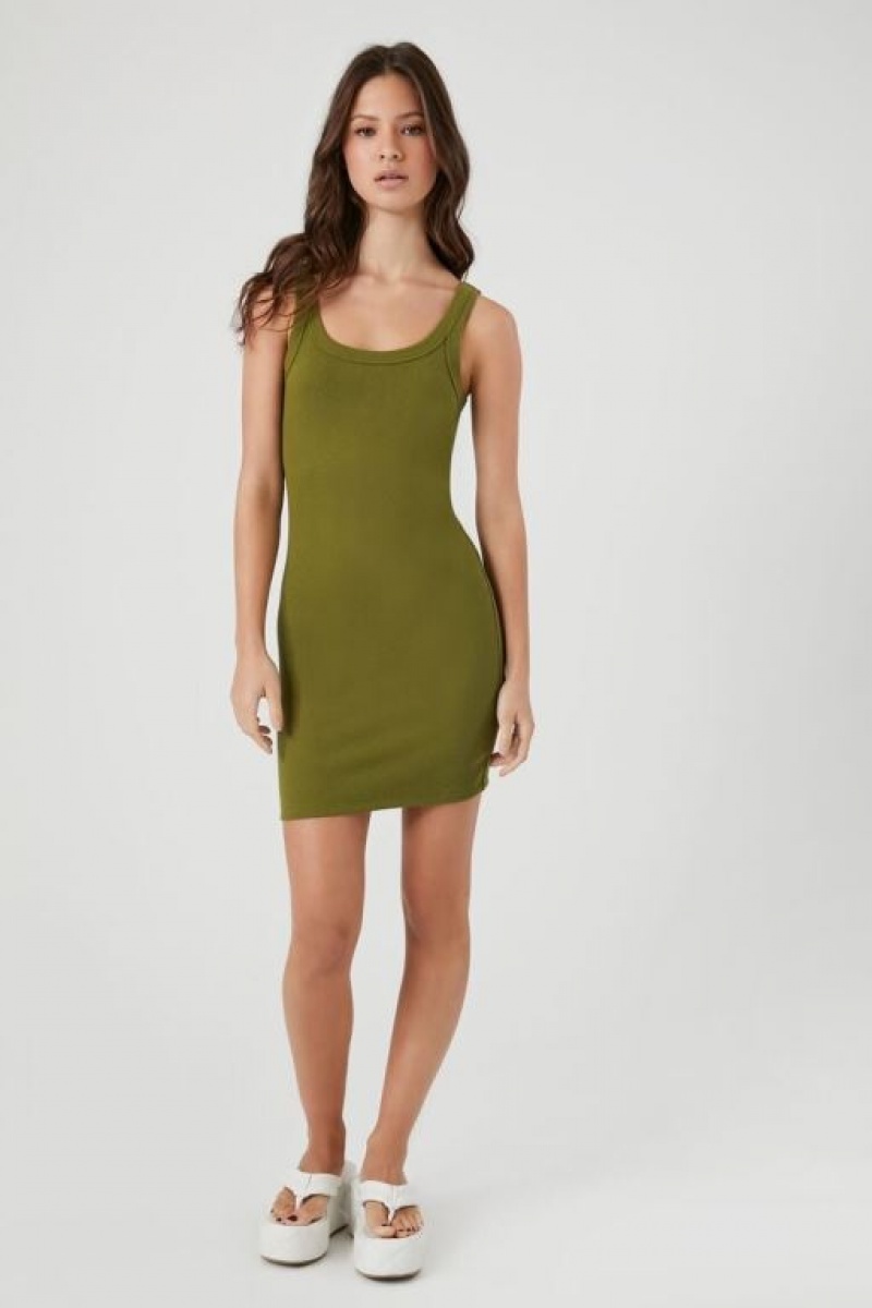 Vestido Forever 21 Acanalado Knit Mini Bodycon Mujer Verde Oliva | bp8Rbdh4a1X