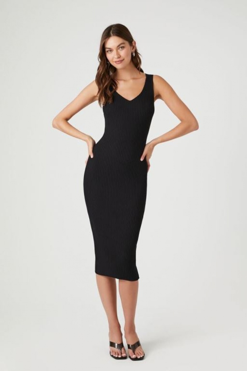 Vestido Forever 21 Acanalado Knit Mujer Negras | a3k7sBUebLs