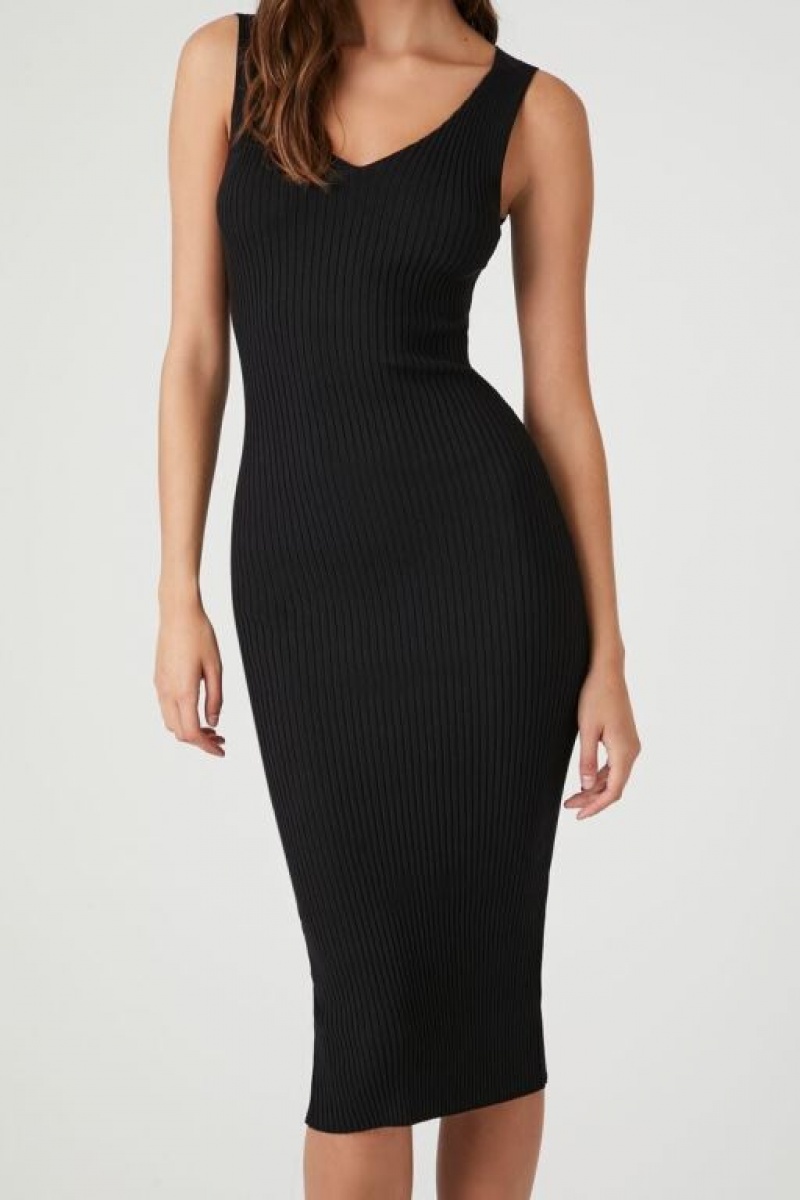 Vestido Forever 21 Acanalado Knit Mujer Negras | a3k7sBUebLs