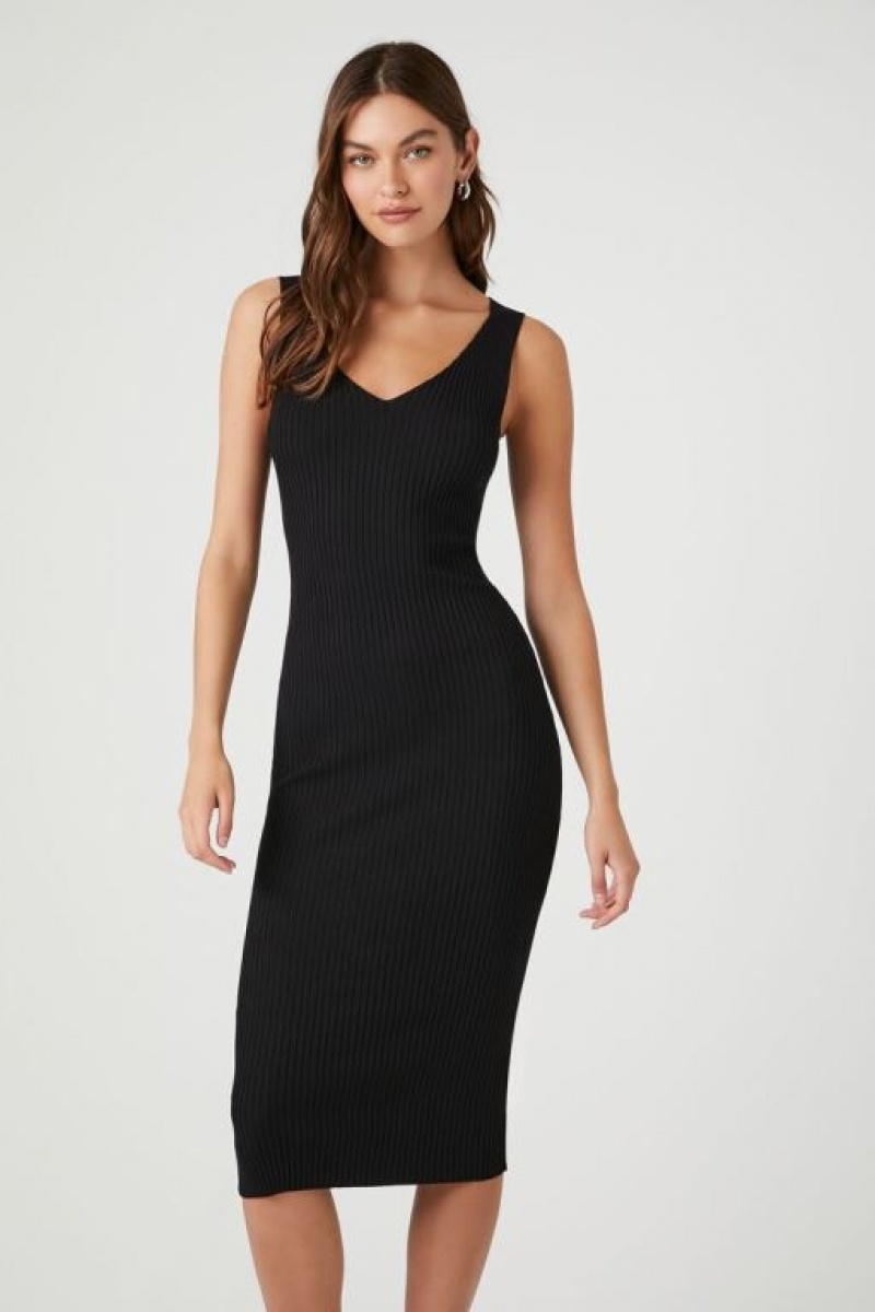 Vestido Forever 21 Acanalado Knit Mujer Negras | a3k7sBUebLs