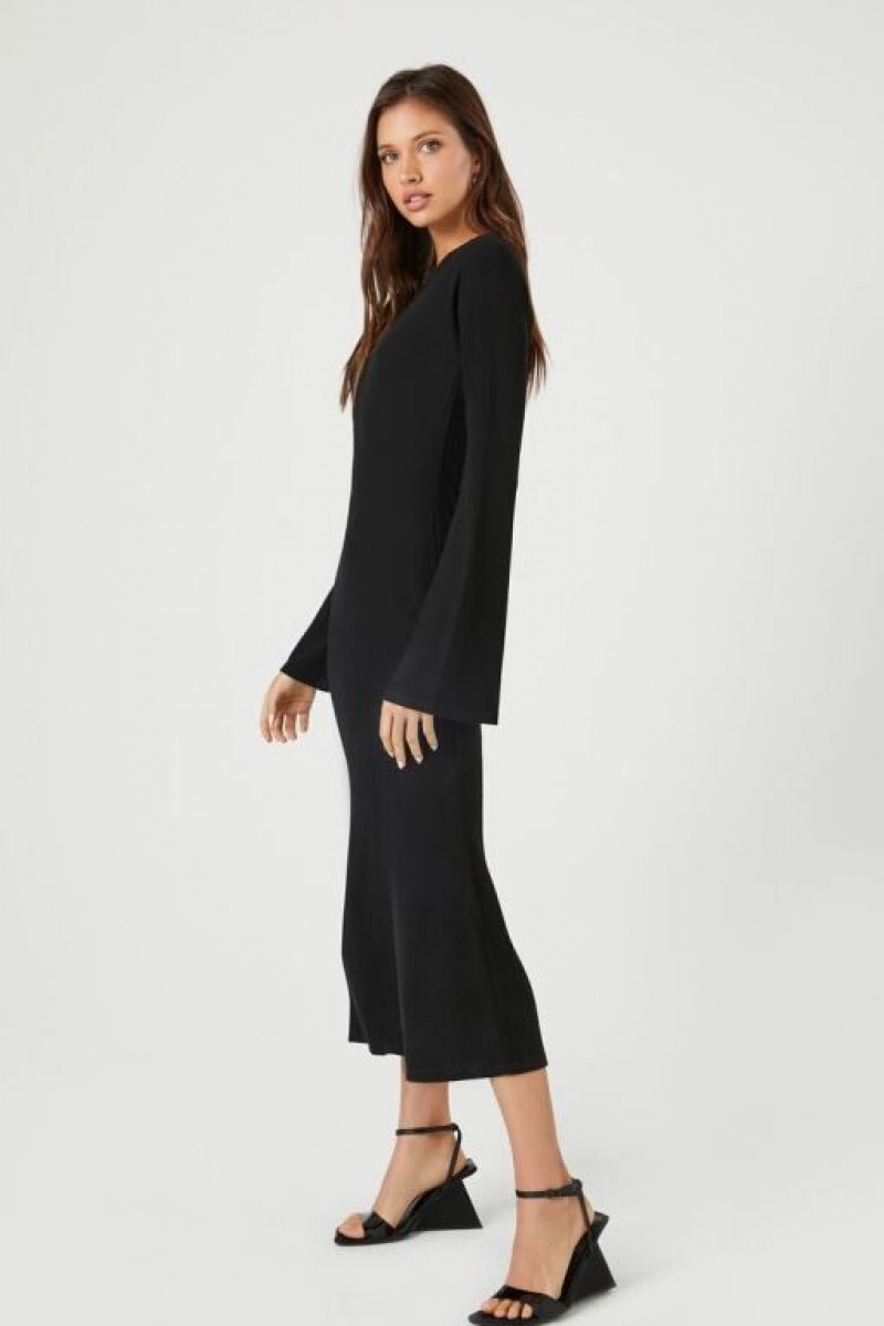 Vestido Forever 21 Acanalado Knit Open Back Midi Mujer Negras | 2SDOfvo6Z3c