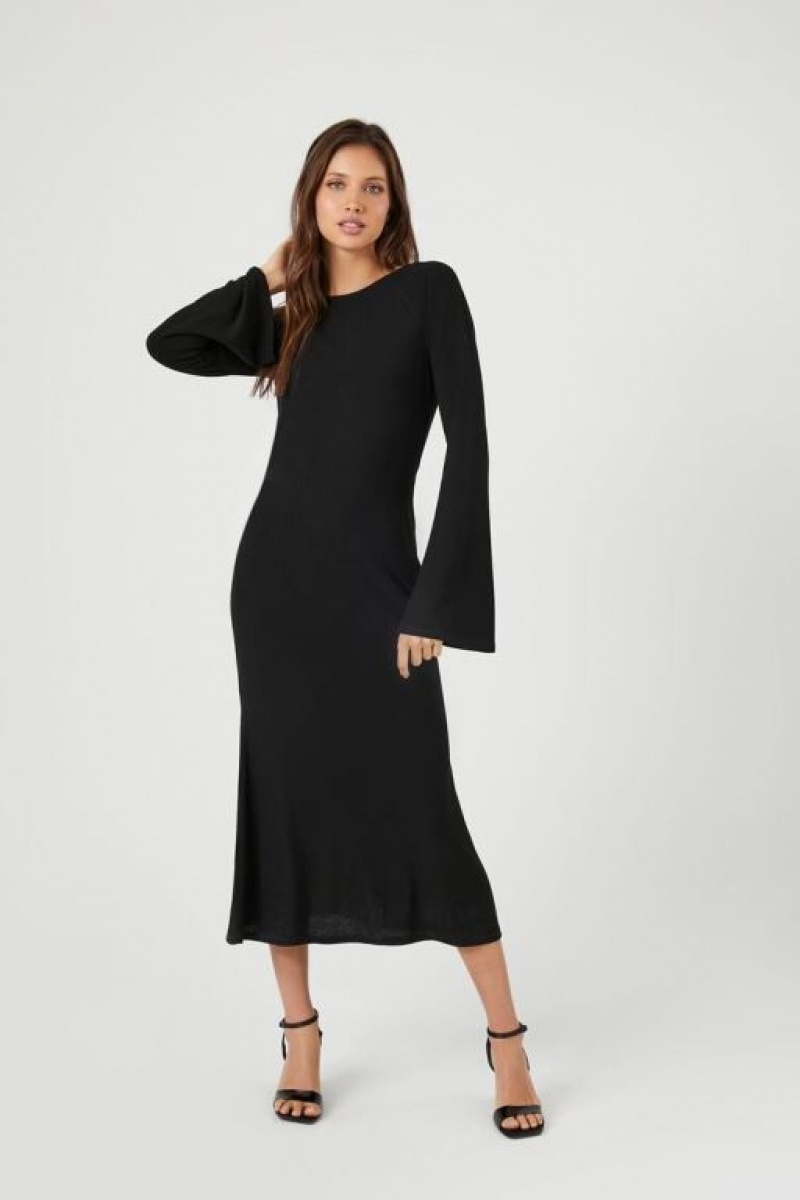 Vestido Forever 21 Acanalado Knit Open Back Midi Mujer Negras | 2SDOfvo6Z3c