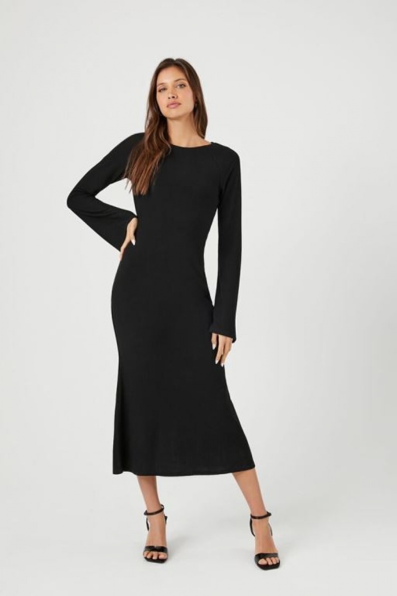 Vestido Forever 21 Acanalado Knit Open Back Midi Mujer Negras | 2SDOfvo6Z3c