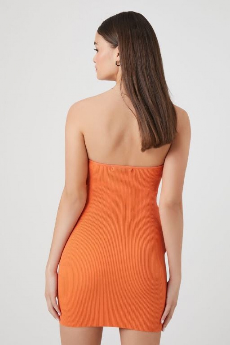 Vestido Forever 21 Acanalado Knit Tube Mini Mujer Cantaloupe | ogxizeaQn7A