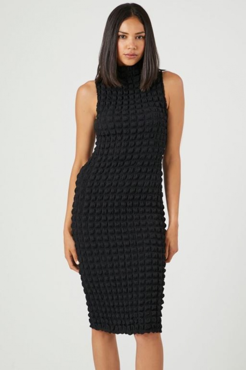 Vestido Forever 21 Acolchado Bodycon Midi Mujer Negras | qzV2euw9REv