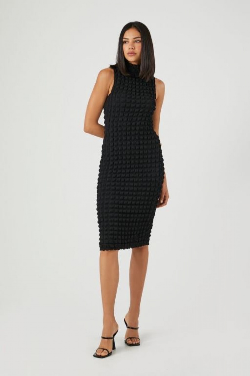 Vestido Forever 21 Acolchado Bodycon Midi Mujer Negras | qzV2euw9REv