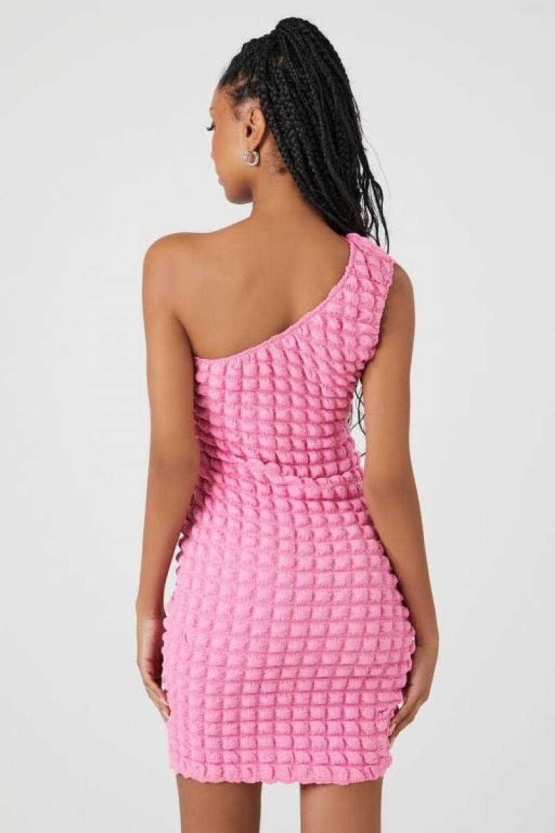 Vestido Forever 21 Acolchado One Shoulder Mini Mujer Bubble Gum | EK9iMdFpplN