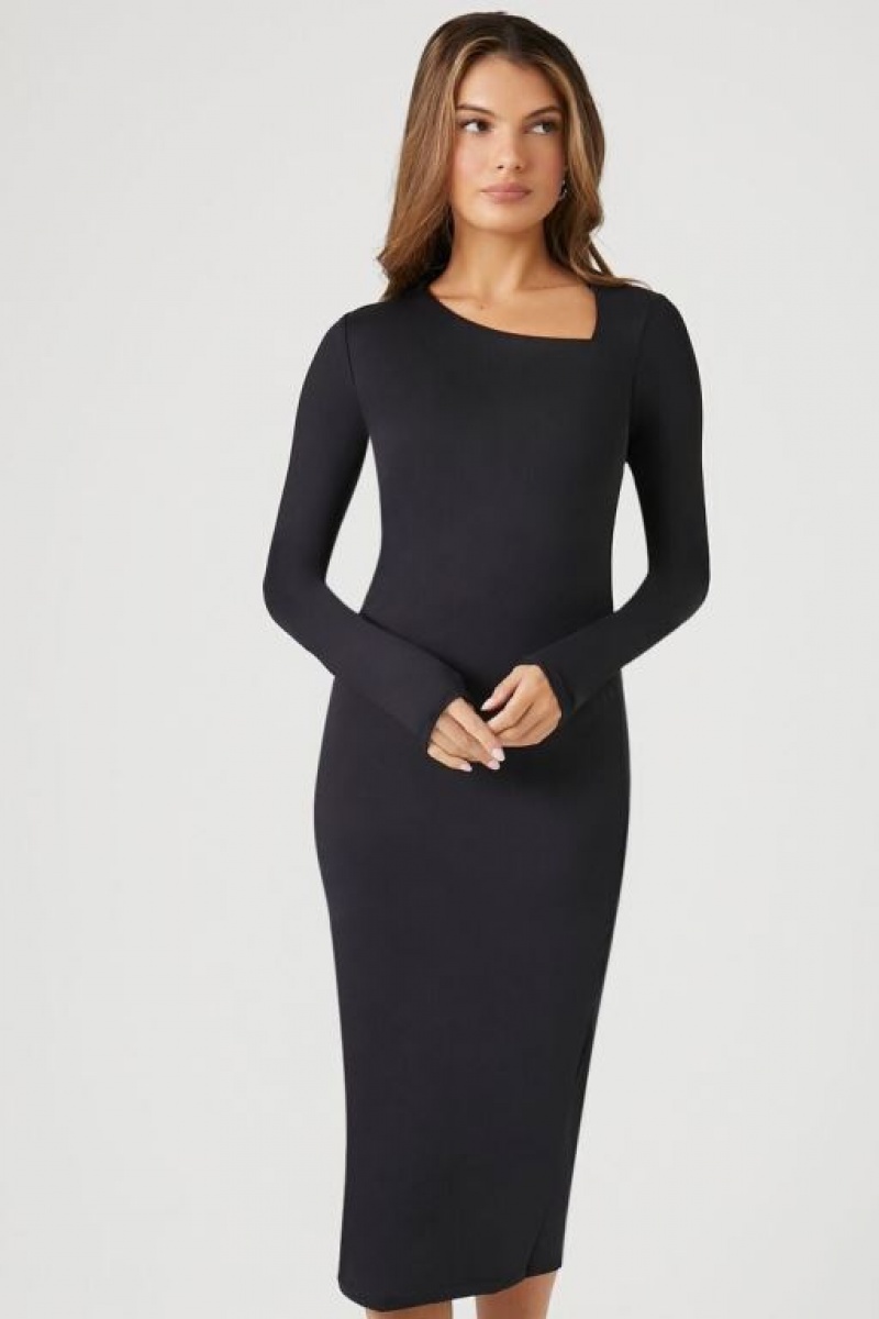 Vestido Forever 21 Asymmetrical Bodycon Midi Mujer Negras | cAHKPMEMwJR