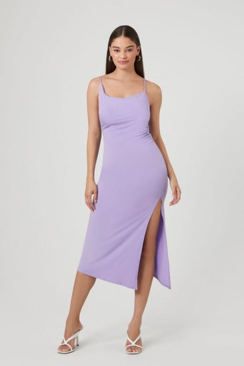 Vestido Forever 21 Asymmetrical Cami Slit Midi Mujer Moradas | irtuKKIBPQb