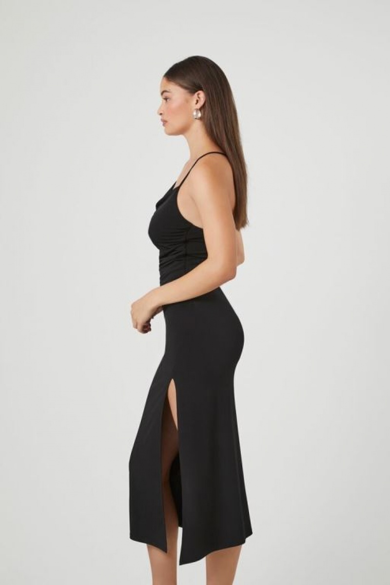 Vestido Forever 21 Asymmetrical Cami Slit Midi Mujer Negras | FkszUnuZEIX